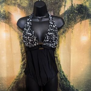 33. Black and White Halter Swimsuit